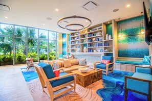 Fireplace, video games, ping pong, books