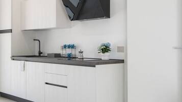 Kühlschrank, Mikrowelle, Herdplatte, Geschirrspüler