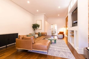 TV, fireplace