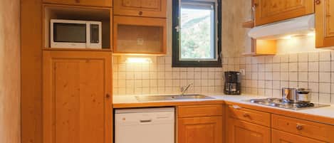 Fridge, microwave, dishwasher, coffee/tea maker