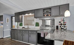 Microwave, oven, stovetop, coffee/tea maker