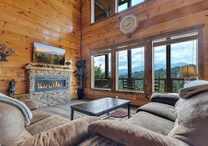 TV, fireplace