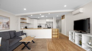 TV, DVD player, books