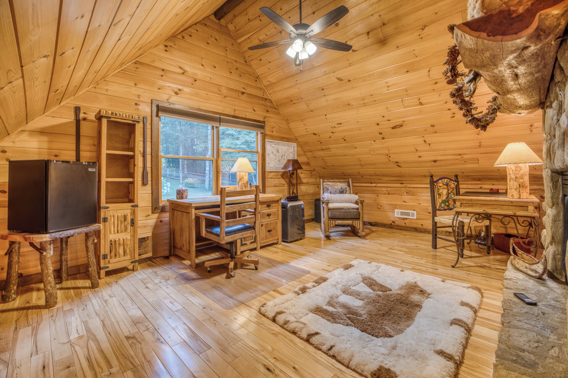 need to work? we have two desks in the loft with views front yard and fireplace