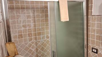 Shower, bidet, towels, soap