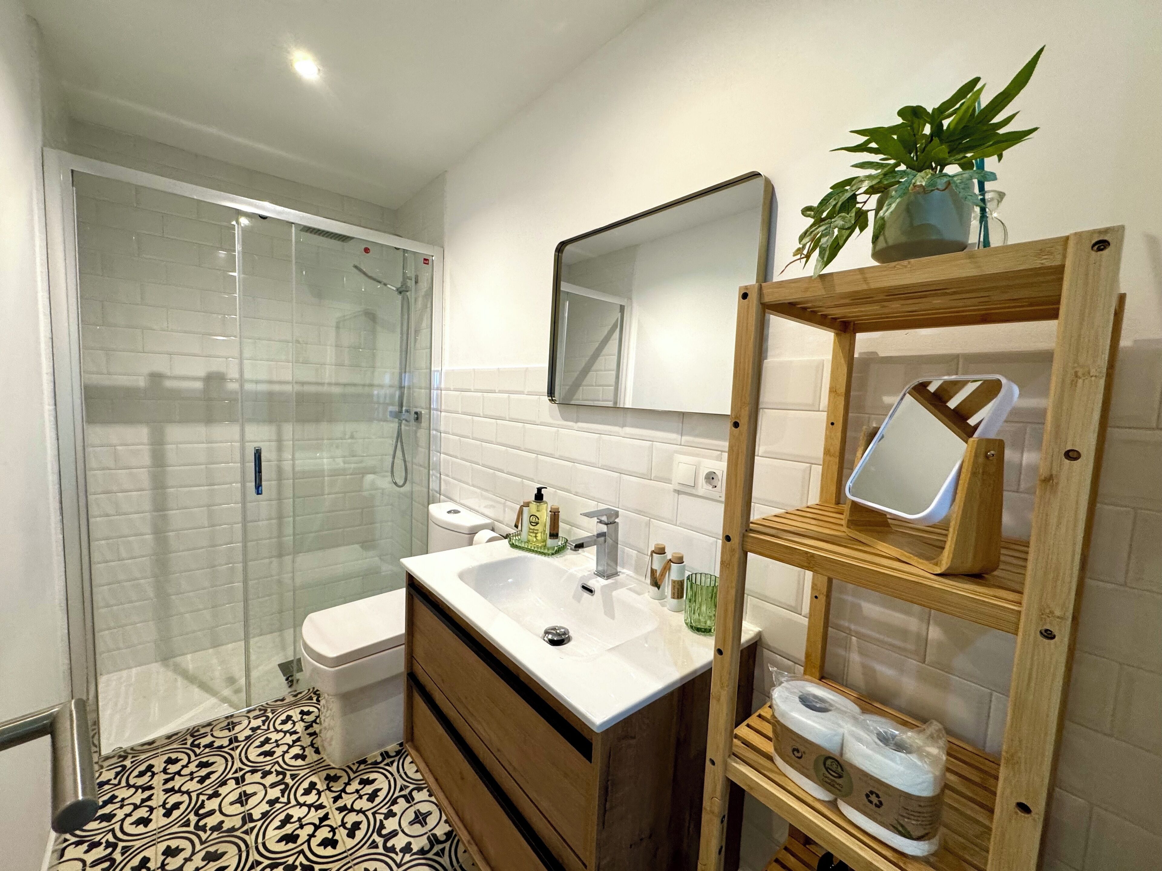 Eco-friendly toiletries, hair dryer, towels, soap