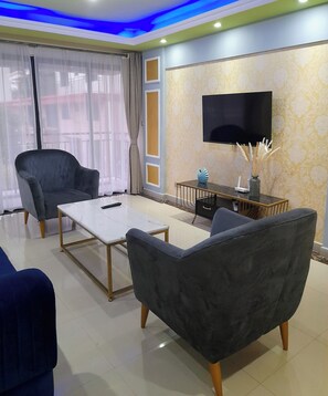 Apartment, 3 Bedrooms, Accessible, Smoking | Living room - Luxurious Nairobi Apartment With Shared Pool and City Views (Nairobi)