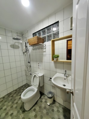 Basic Twin Room, City View | Bathroom | Shower, hair dryer, towels, soap