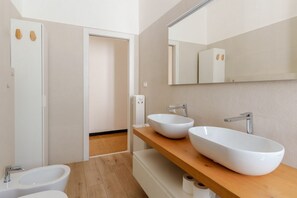 Regadera, bidet, toallas 