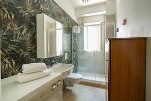 Douche, sèche-cheveux, serviettes fournies, papier toilette
