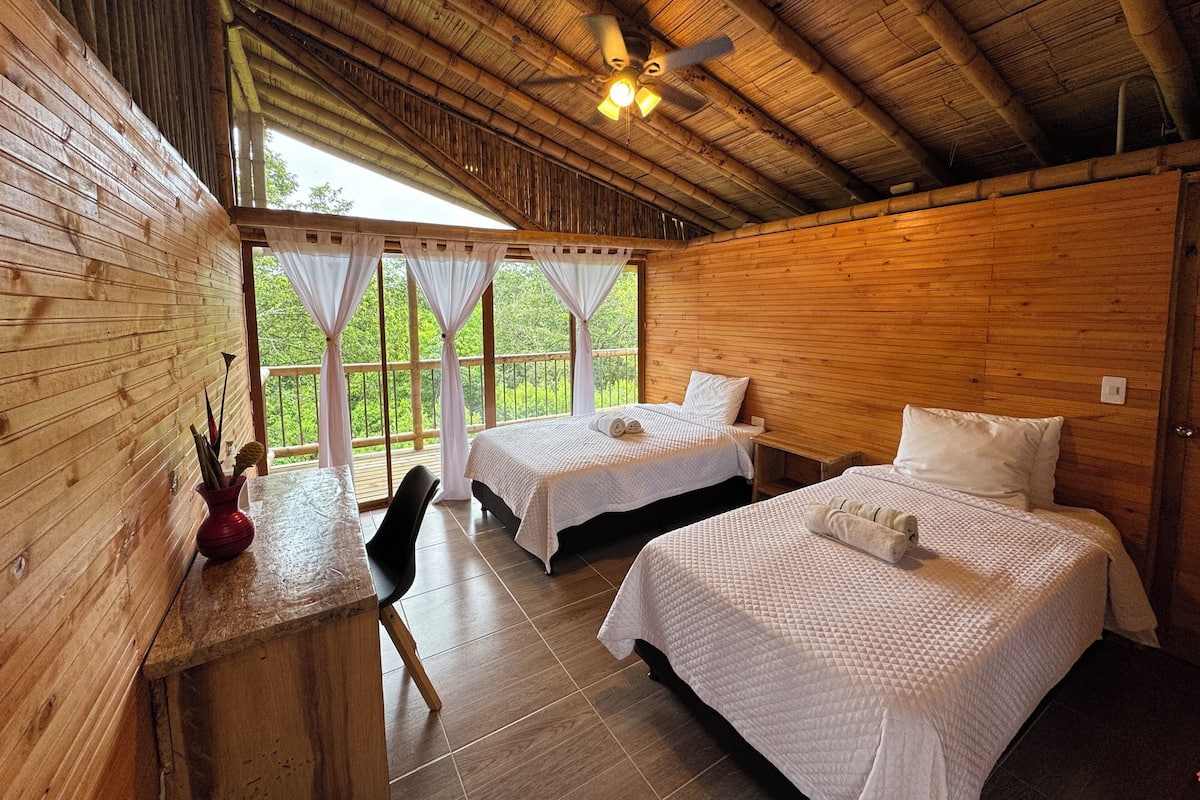 Standard Cabin, Hill View | Desk, bed sheets