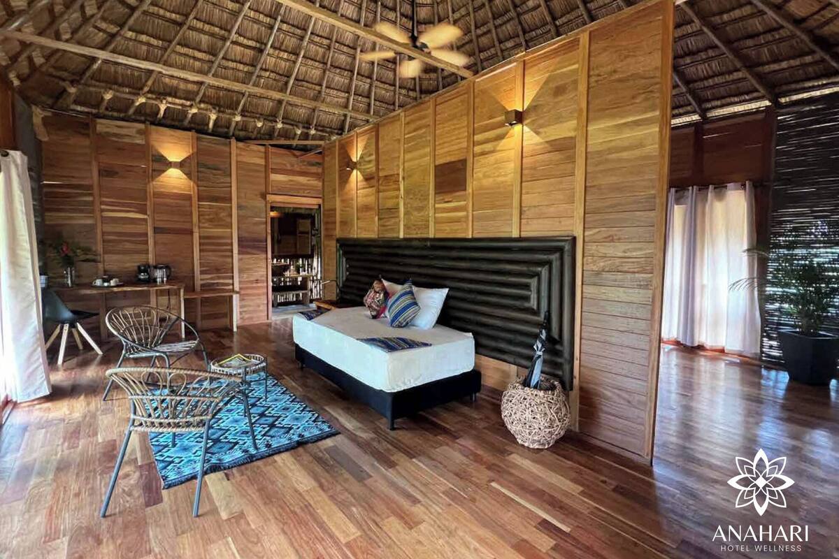 Luxury Cabin, Mountain View | Desk, bed sheets