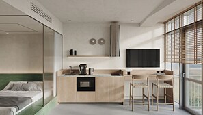 舒适客房, 1 张双人床, 城市景观 | 起居区