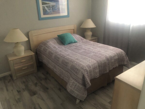 1 bedroom, iron/ironing board, travel cot, bed sheets