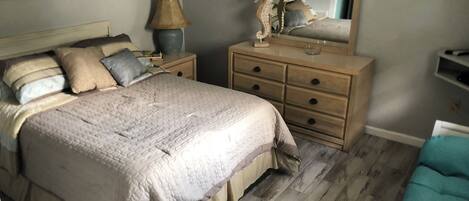 1 bedroom, iron/ironing board, travel cot, bed sheets