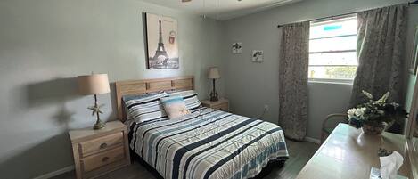 1 bedroom, iron/ironing board, travel cot, bed sheets