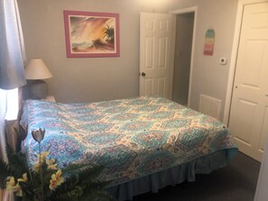 1 bedroom, iron/ironing board, travel cot, bed sheets