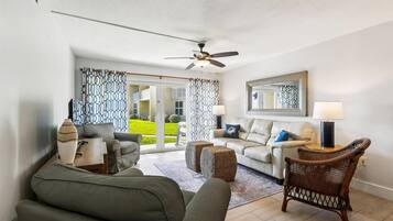 Condo, Multiple Beds, Patio, Ocean View (Coquina A101) | Living area