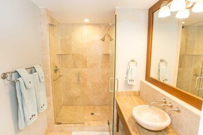 Condo, Multiple Beds, Patio, Ocean View (Sea Haven 212) | Bathroom - Ocean Bliss: 3BR Mod Haven, St. Aug (St. Augustine)