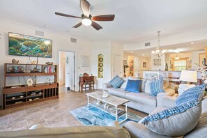 Condo, Multiple Beds, Hot Tub, Ocean View (Villas II 102) | Living area - Beachfront Bliss: St. Augustine 2BD Luxury (St. Augustine)