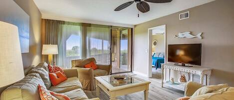 Condo, Multiple Beds, Hot Tub, Ocean View (Hibiscus B101) | Living area