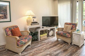 Condo, Multiple Beds, Hot Tub, Ocean View (Hibiscus H204) | Living area | TV