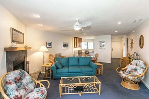 Condo, Multiple Beds, Hot Tub, Ocean View (Hibiscus C202) | Living area | TV
