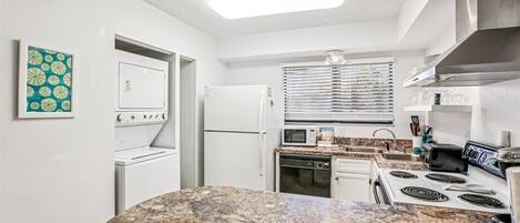 Condo, Multiple Beds, Hot Tub, Ocean View (Hibiscus H201) | Private kitchen | Fridge, microwave, oven, stovetop