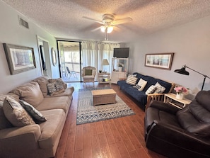 Condo, Multiple Beds, Hot Tub, Ocean View (Hibiscus A103) | Living area | TV
