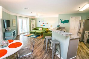 Condo, Multiple Beds, Hot Tub, Ocean View (Ocean Gate I301) | Living area | TV