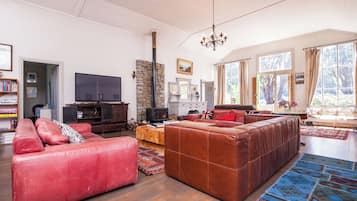 TV, fireplace