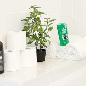 Handtücher, Seife, Toilettenpapier