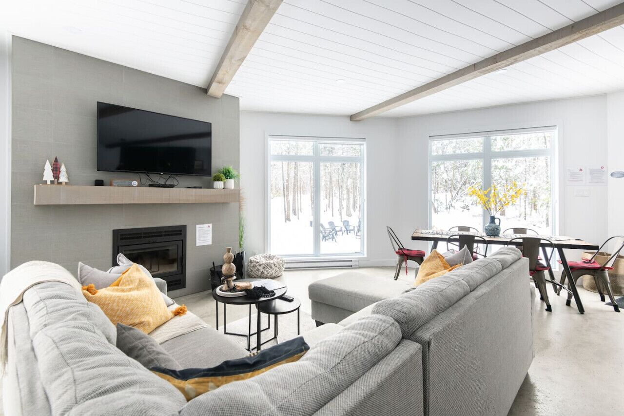 TV connectée, cheminée, jeux vidéo, chaîne hi-fi