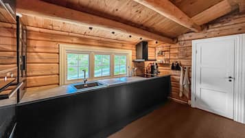 Een koelkast, een oven, een kookplaat, een vaatwasser