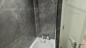 Hair dryer, bidet, towels, soap