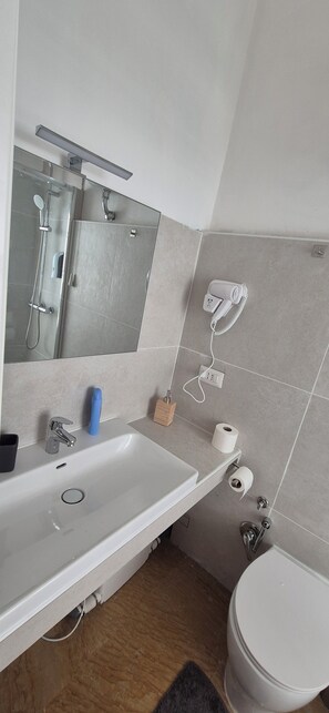 Ducha, secador de pelo, bidet, toallas