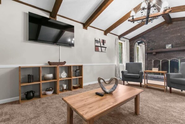 House, Multiple Beds, Pool Access, Pool View (Miami Family Friendly in Forestdale) | Living area | Fireplace - Miami Family Friendly in Forestdale (Birmingham)