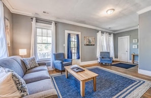 House, Multiple Beds, Patio, Garden View (Rozelle Roost Both Units) | Living area | Fireplace