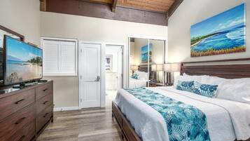 Condo, 2 Bedrooms, Lanai, Garden View | In-room safe, laptop workspace, blackout drapes, iron/ironing board