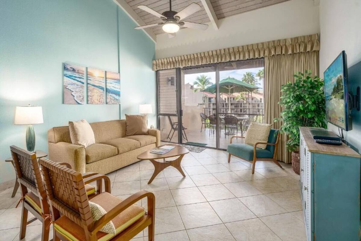 Condo, 2 Bedrooms, Lanai, Garden View | In-room safe, laptop workspace, blackout drapes, iron/ironing board