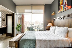 公寓式客房, 1 间卧室, 城市景观 | 笔记本电脑工作区、熨斗/熨衣板、免费 WiFi、床单