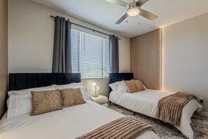2 bedrooms, iron/ironing board, WiFi, bed sheets