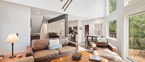 Televisión, chimenea y libros