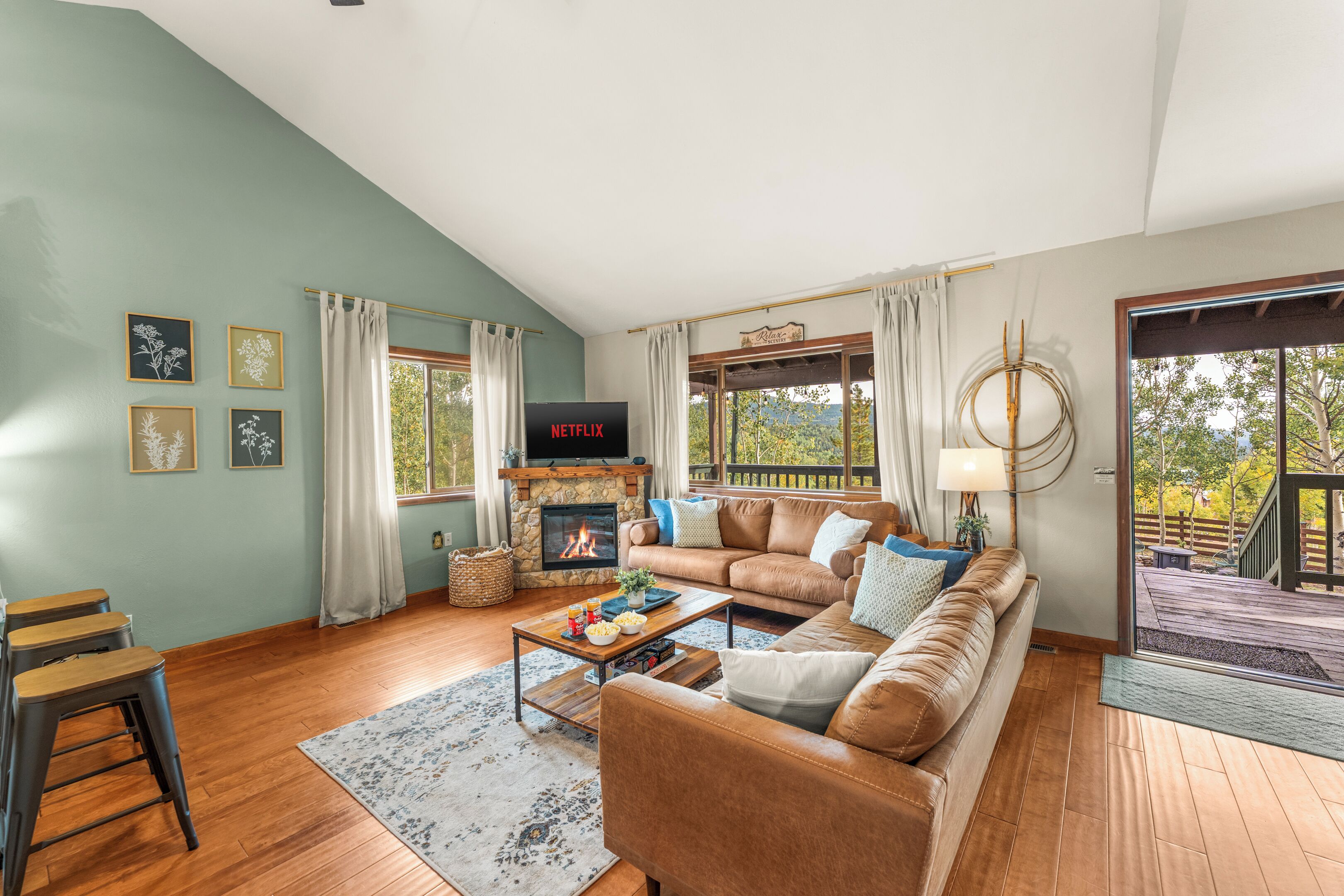 Smart-TV, Kamin, Bücher