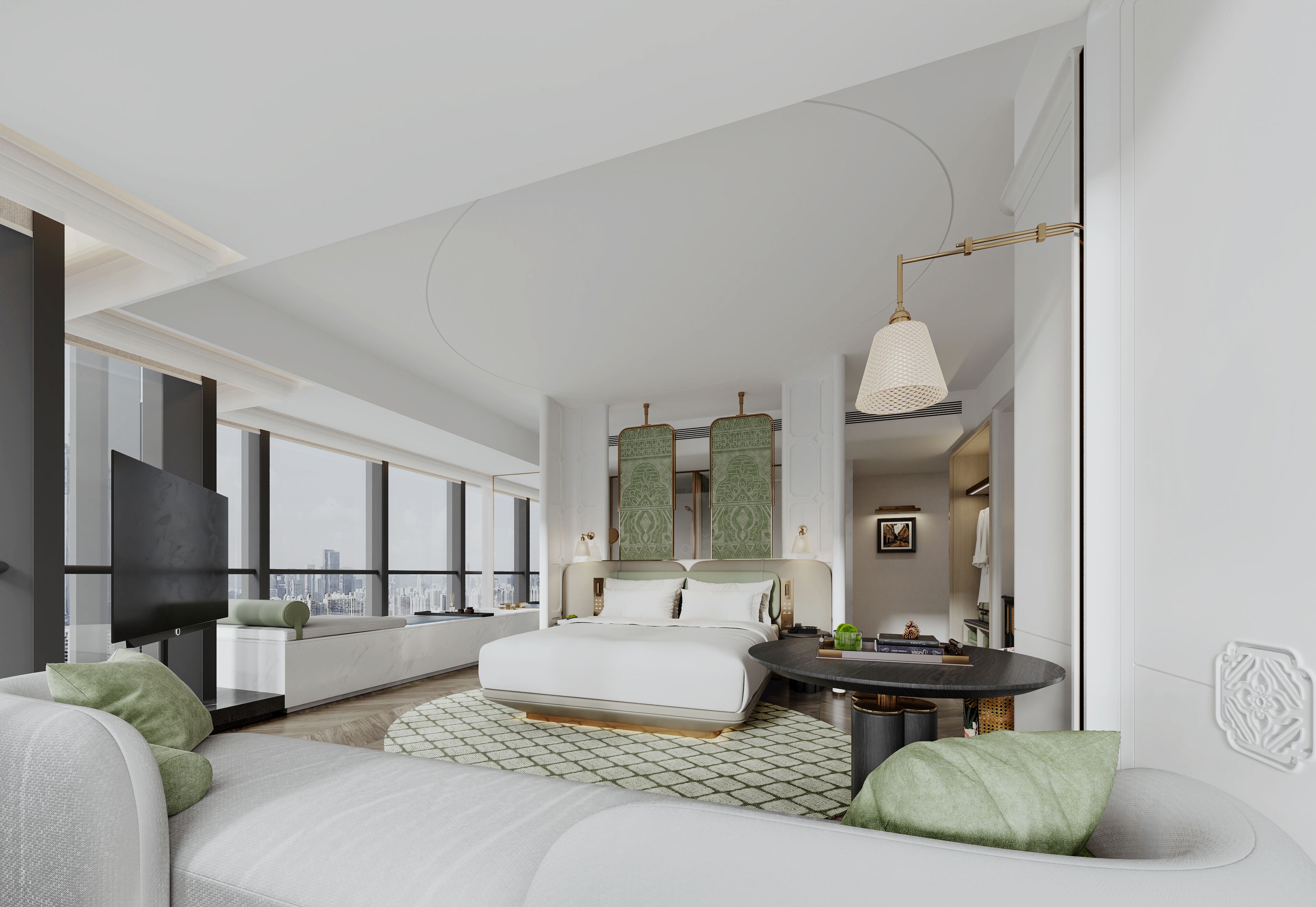 Minibar con artículos gratuitos y escritorio 