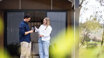 Luxury Cabin, 1 King Bed, Vineyard View | Terrace/patio