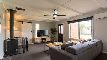 TV, fireplace