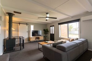 Televisión y chimenea