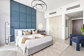 Desk, iron/ironing board, WiFi, bed sheets - Silkhaus Afnan Tower | Studio near Production City (Dubai)