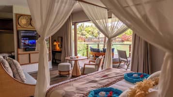 Luxury Bungalow, Overwater | Premium bedding, pillowtop beds, minibar, desk